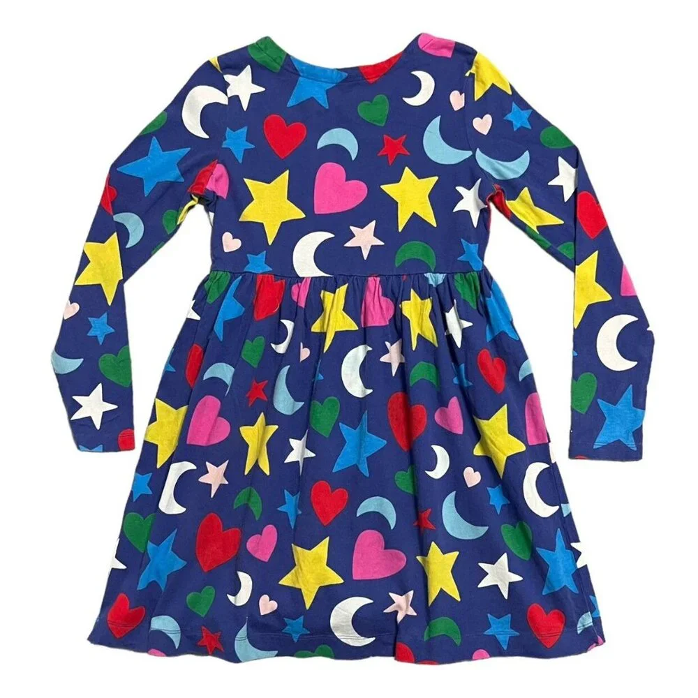 Mini Boden 7-8Y Moon Heart Star Print Dress